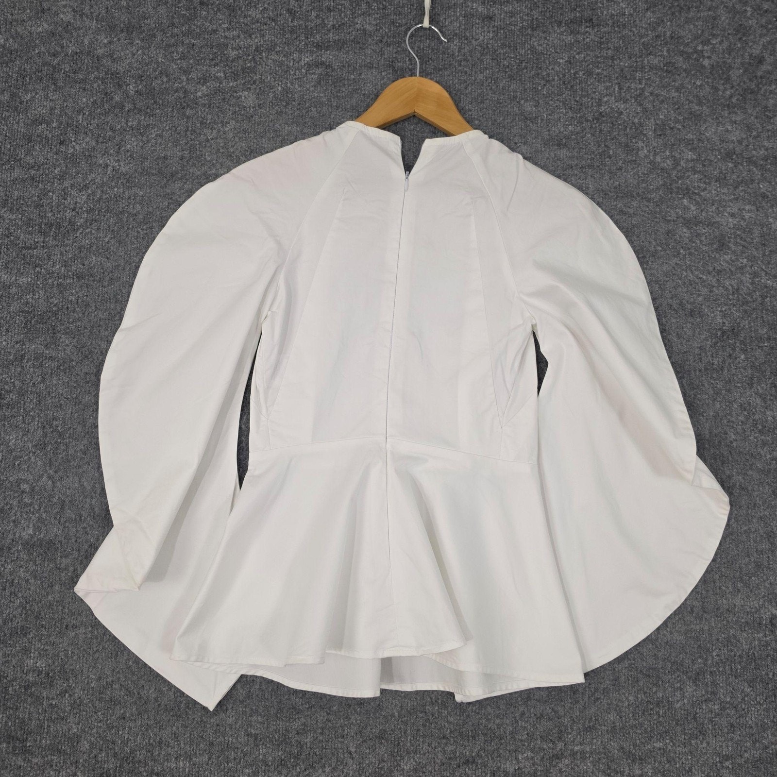 Sid Neigum Blouse 2 White Bell Sleeve Peplum Minimalist Elegant Chic Statement — image 8 of 8